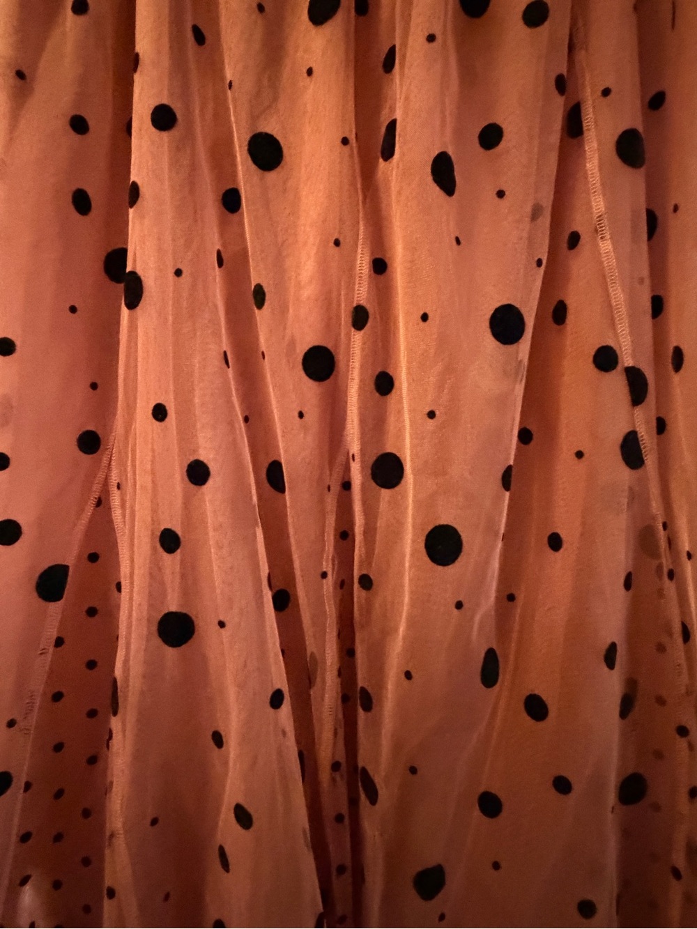 Anthropologie Maeve Brown Tulle Midi Skirt with Black Polka Dots - Picture 4 of 6